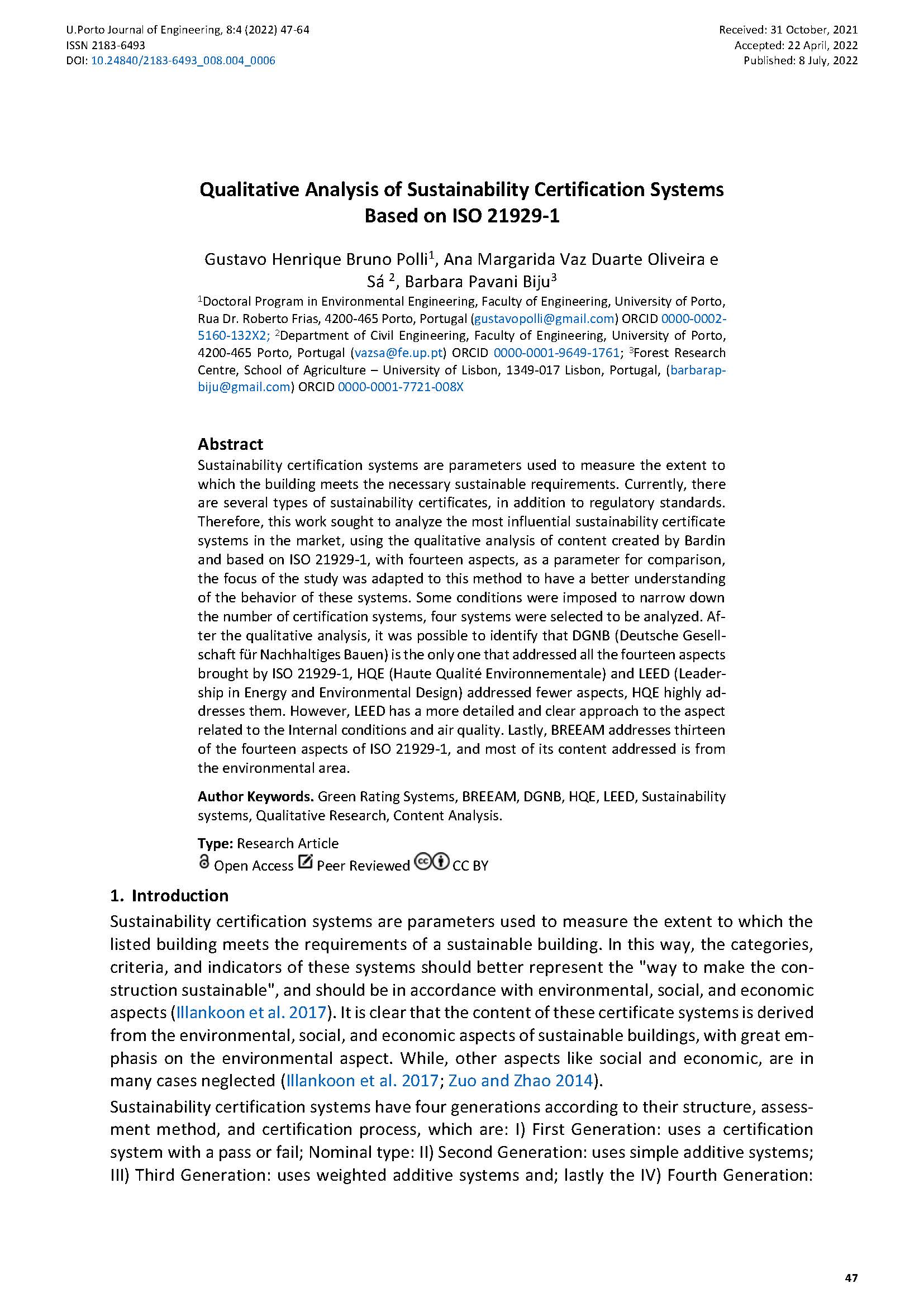 Qualitative Analysis of Sustainability Certification Systems Based on ISO 21929-1