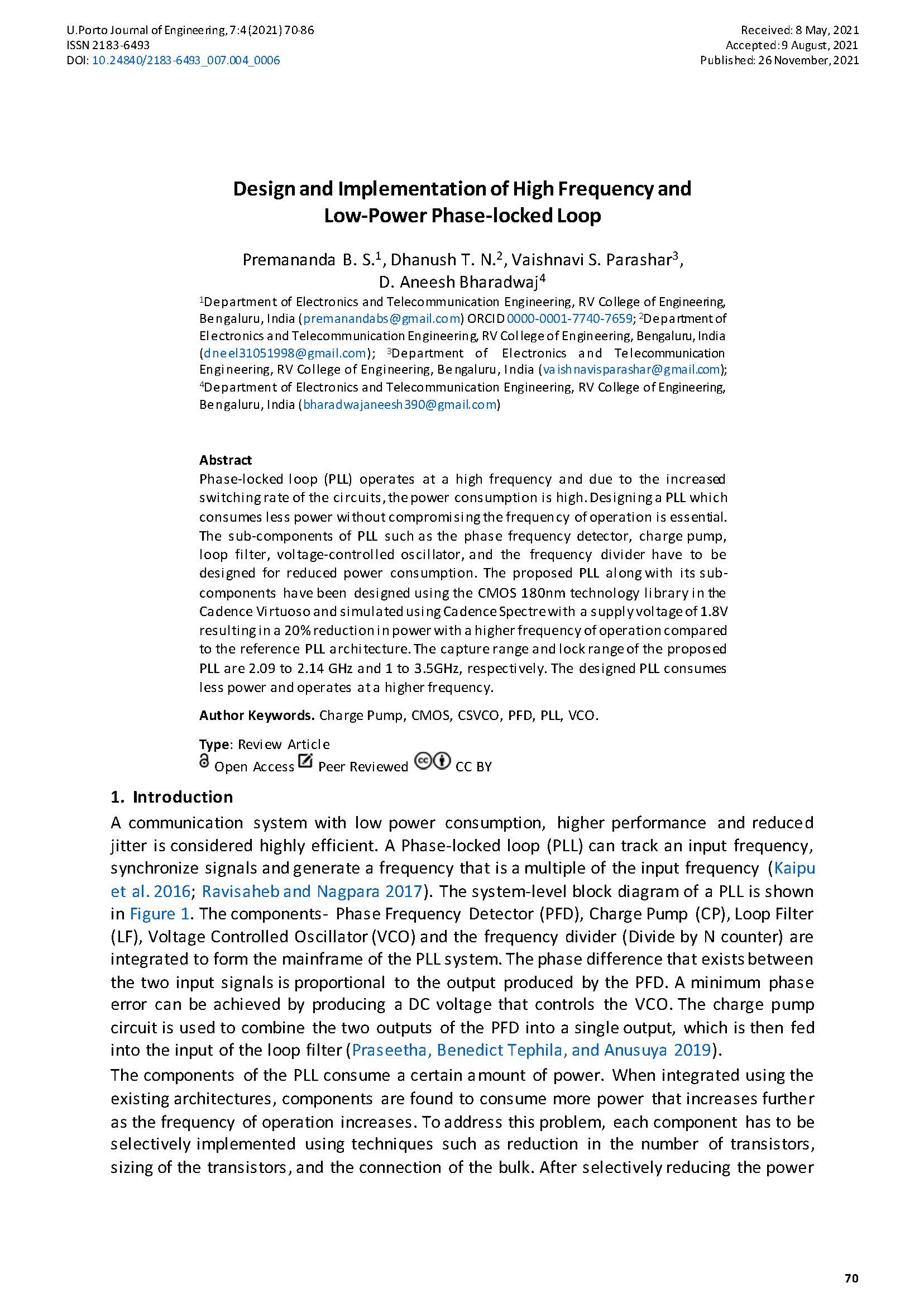 Design and Implementation of High Frequency and Low-Power Phase-locked Loop
